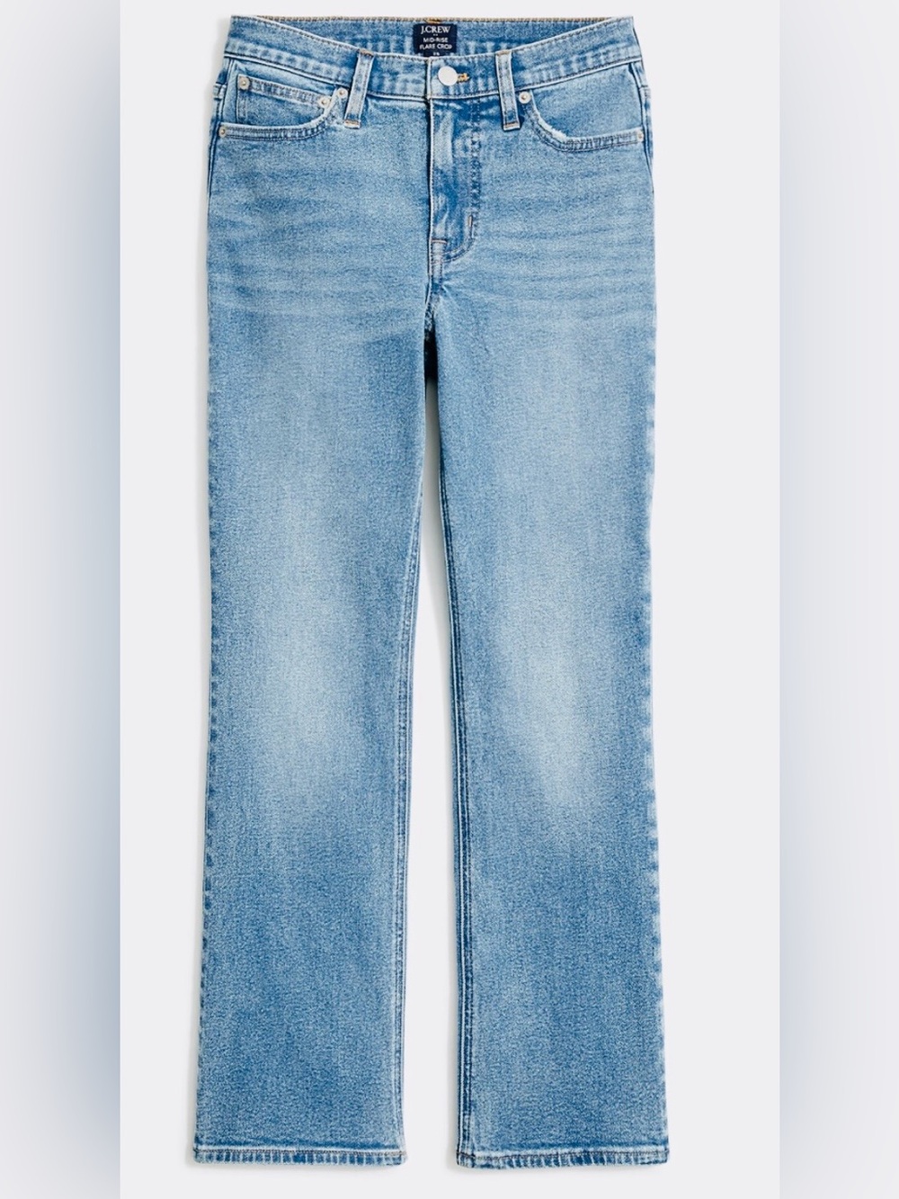 J. Crew Sz 26 Light Wash Mid-rise flare crop jean all-day stretch